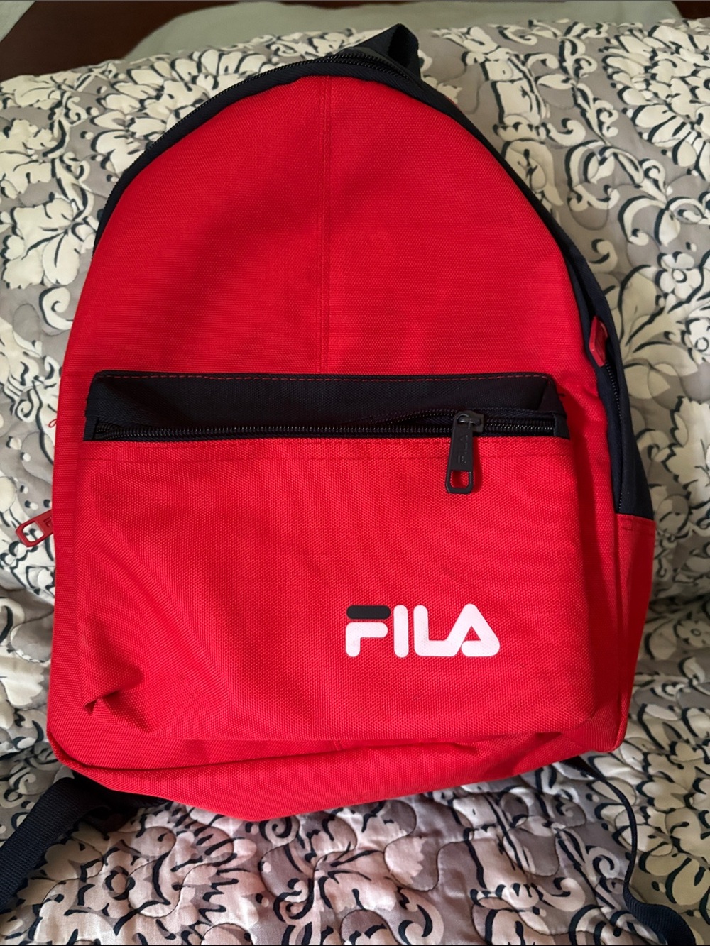 Fila Red Mini Backpack with Front Zip Pocket